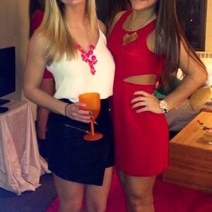 Tobi red mini dress with size cut outs